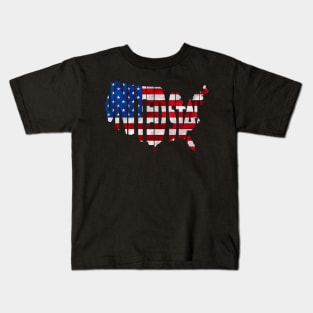 United States of America Typo Map Kids T-Shirt